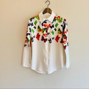 Butterfly Button Down Shirt Size Medium NWOT